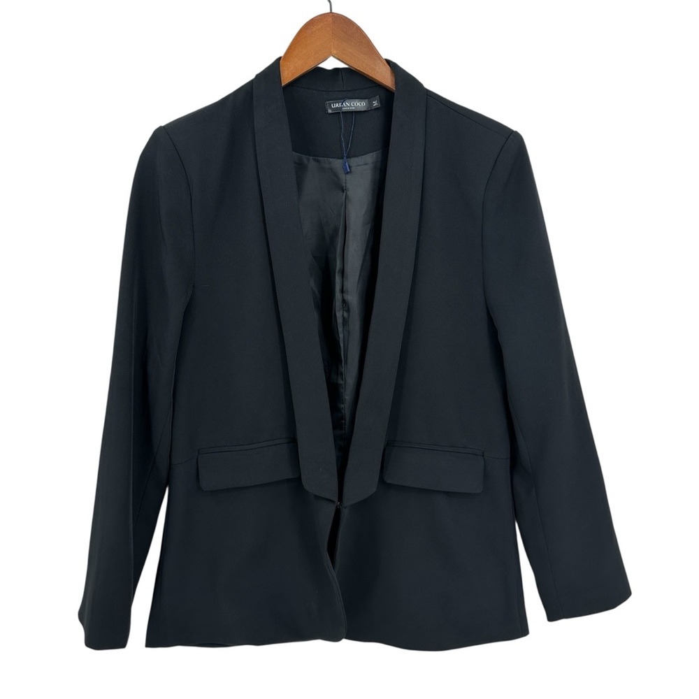 URBAN COCO Blazer Jacket Poly Blend Long Sleeve Black